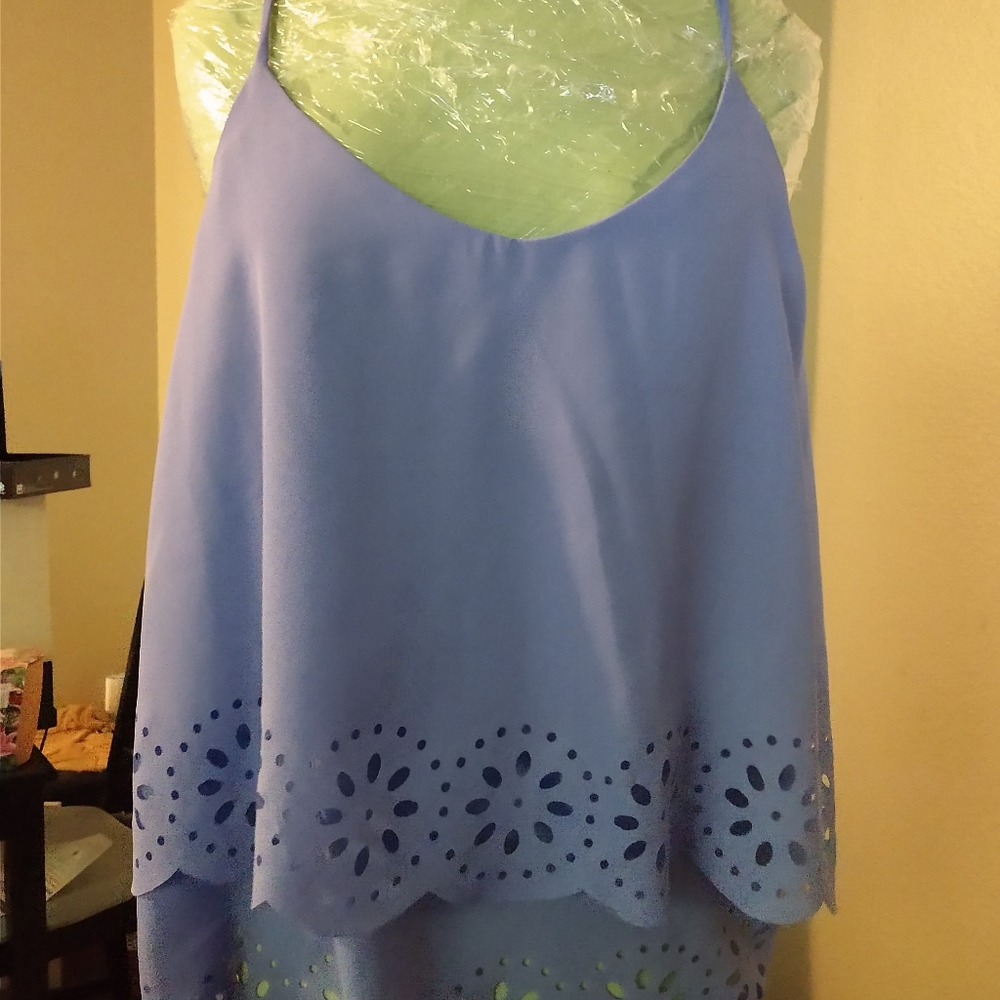 Periwinkle eyelet tank top